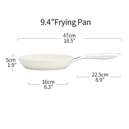 8/9.4/11 inch Aluminum Fry Pan Ceramic Non Stick Coating Frying Pan, white