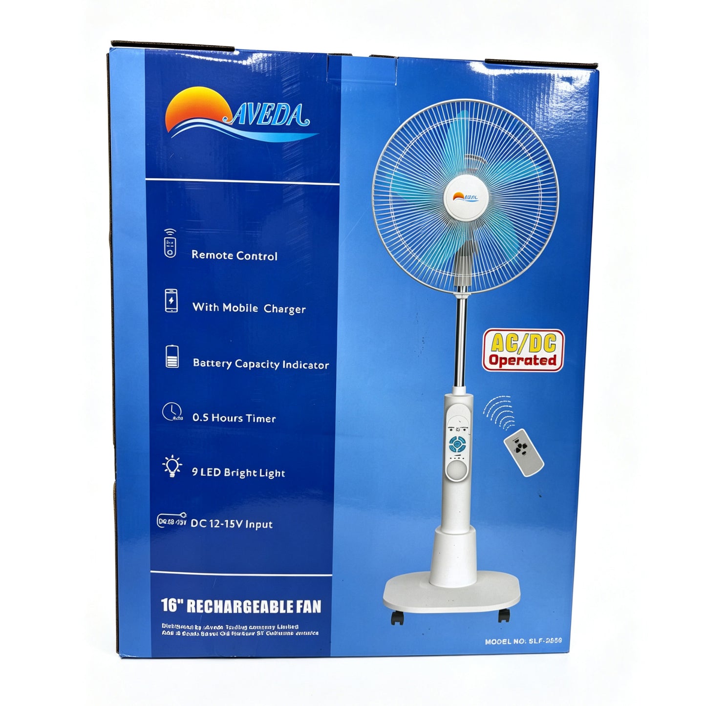16 Inch Rechargeable Solar Pedestal Fan AC DC Operated