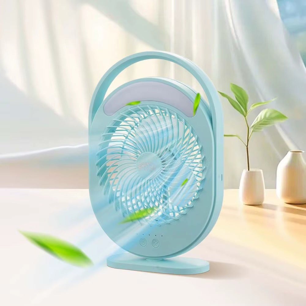 Mini 7 Inch USB Rechargeable Desk Table Fan with Solar Pannel, Blue / Pink