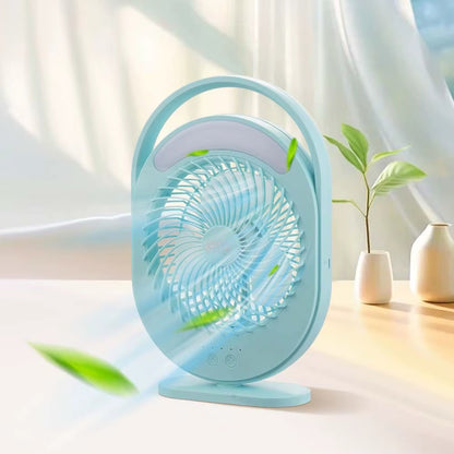 Mini 7 Inch USB Rechargeable Desk Table Fan with Solar Pannel, Blue / Pink