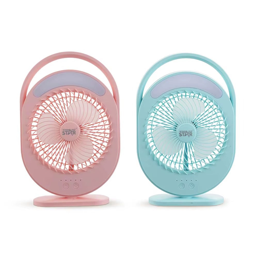Mini 7 Inch USB Rechargeable Desk Table Fan with Solar Pannel, Blue / Pink