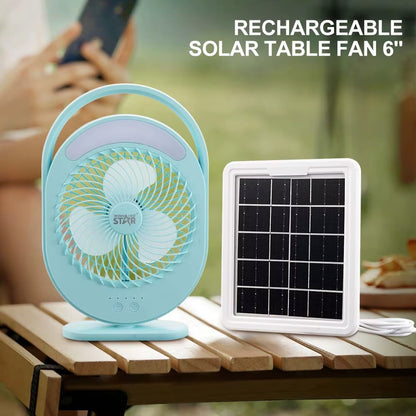 Mini 7 Inch USB Rechargeable Desk Table Fan with Solar Pannel, Blue / Pink