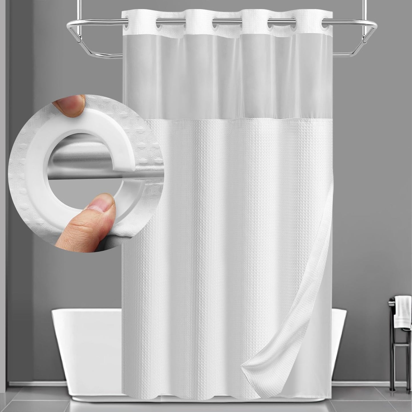 No Hook Shower Curtain with Snap