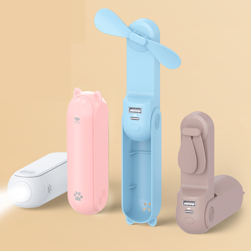 Basic Pocket Handheld Fan with Flashlight (4 Color Options)
