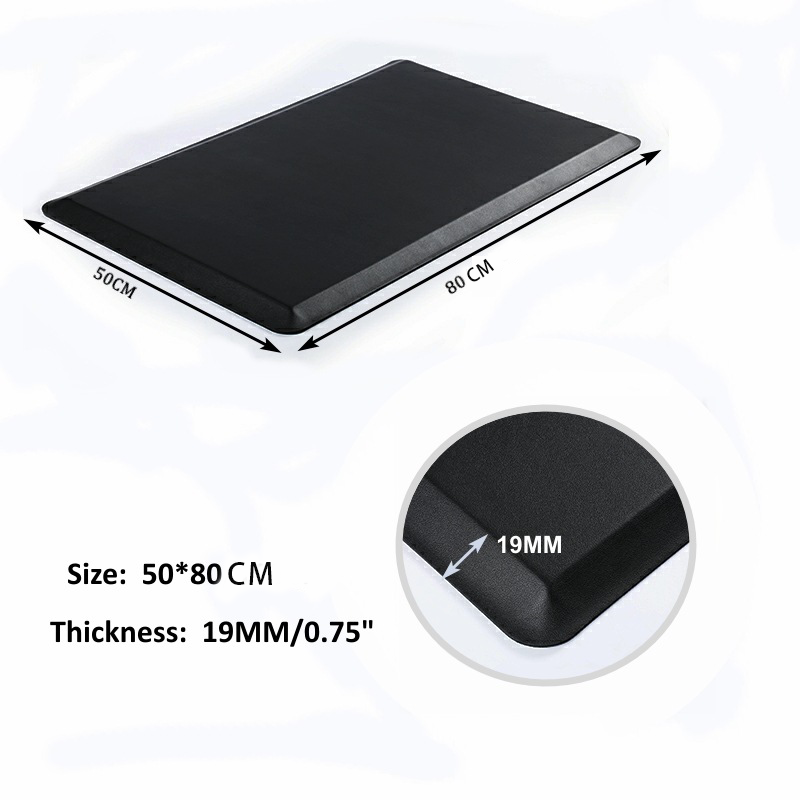 19mm Thickness Non-Slip Waterproof Comfort Floor Mat 50x80cm, Black