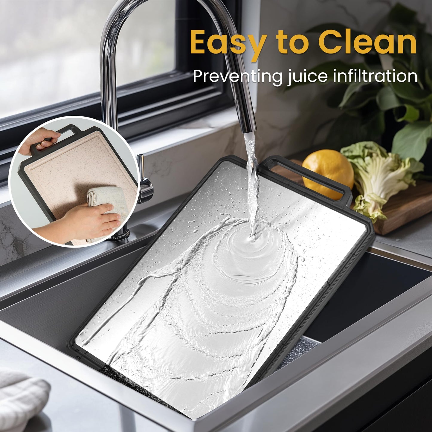 Double Sided Stainless Steel and Plastic Cutting Board,1 Piece