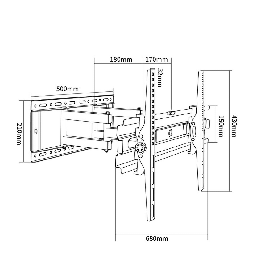 TV Wall Mount Monitor Wall Bracket with Swivel Fits 32-80 Inch