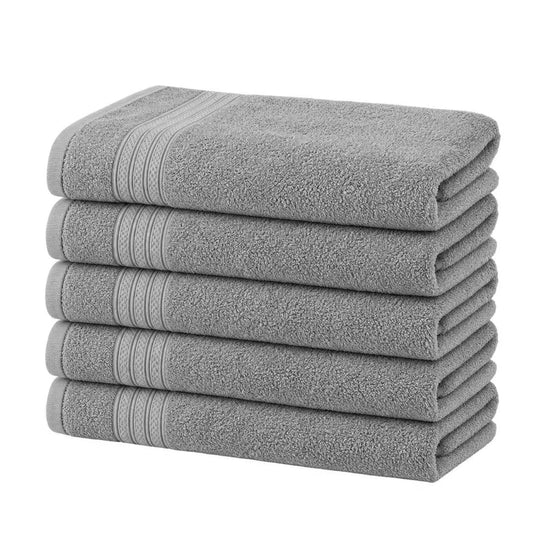5Pcs Pack, 100% Cotton Hand Towels Light Gray,16 x 28 inches