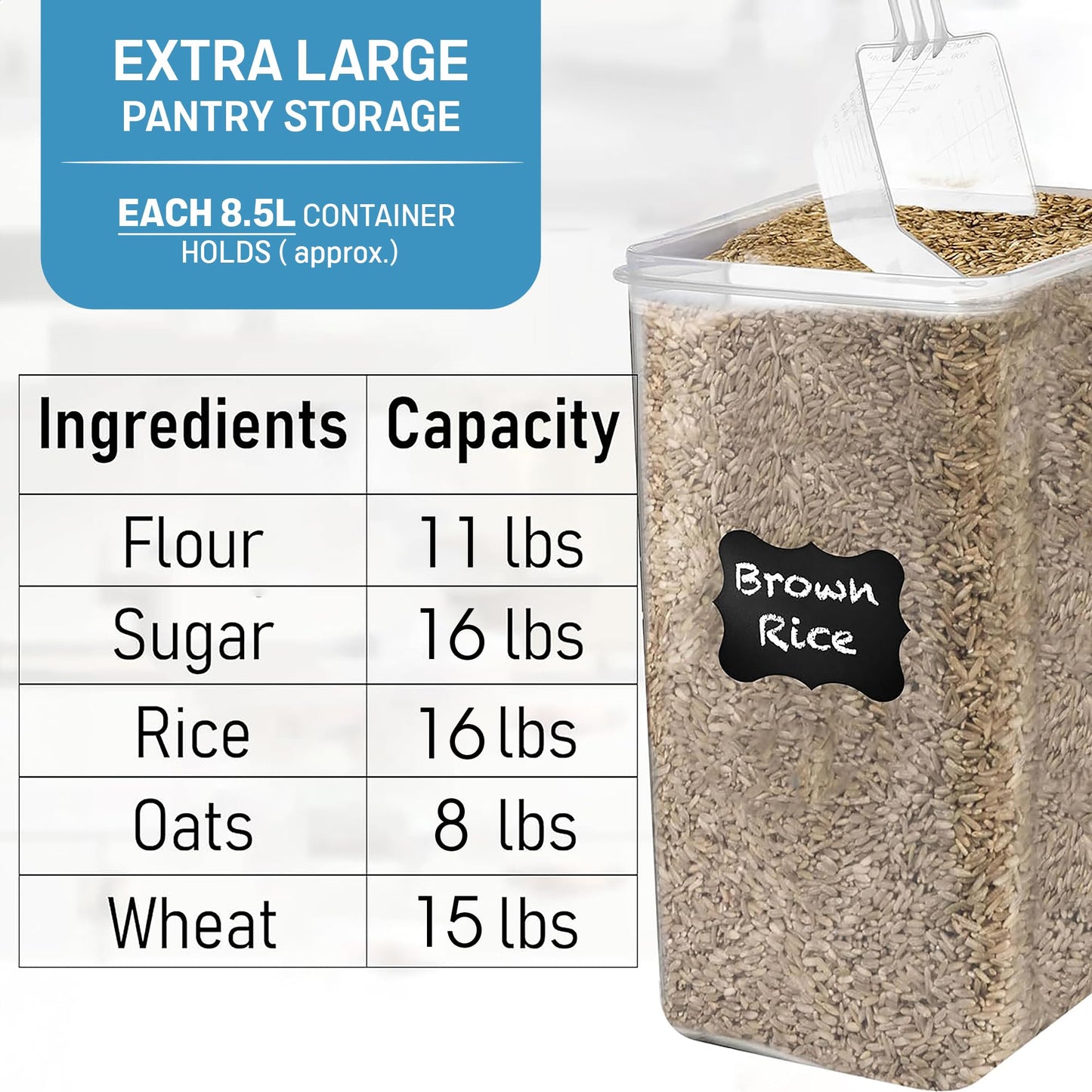 2Pcs, 8.5L/287Oz Extra Large Airtight Food Storage Containers with Lids