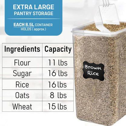 2Pcs, 8.5L/287Oz Extra Large Airtight Food Storage Containers with Lids