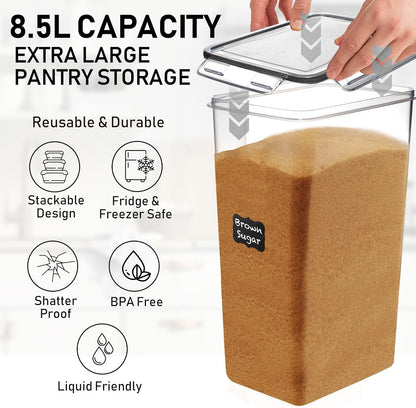 2Pcs, 8.5L/287Oz Extra Large Airtight Food Storage Containers with Lids