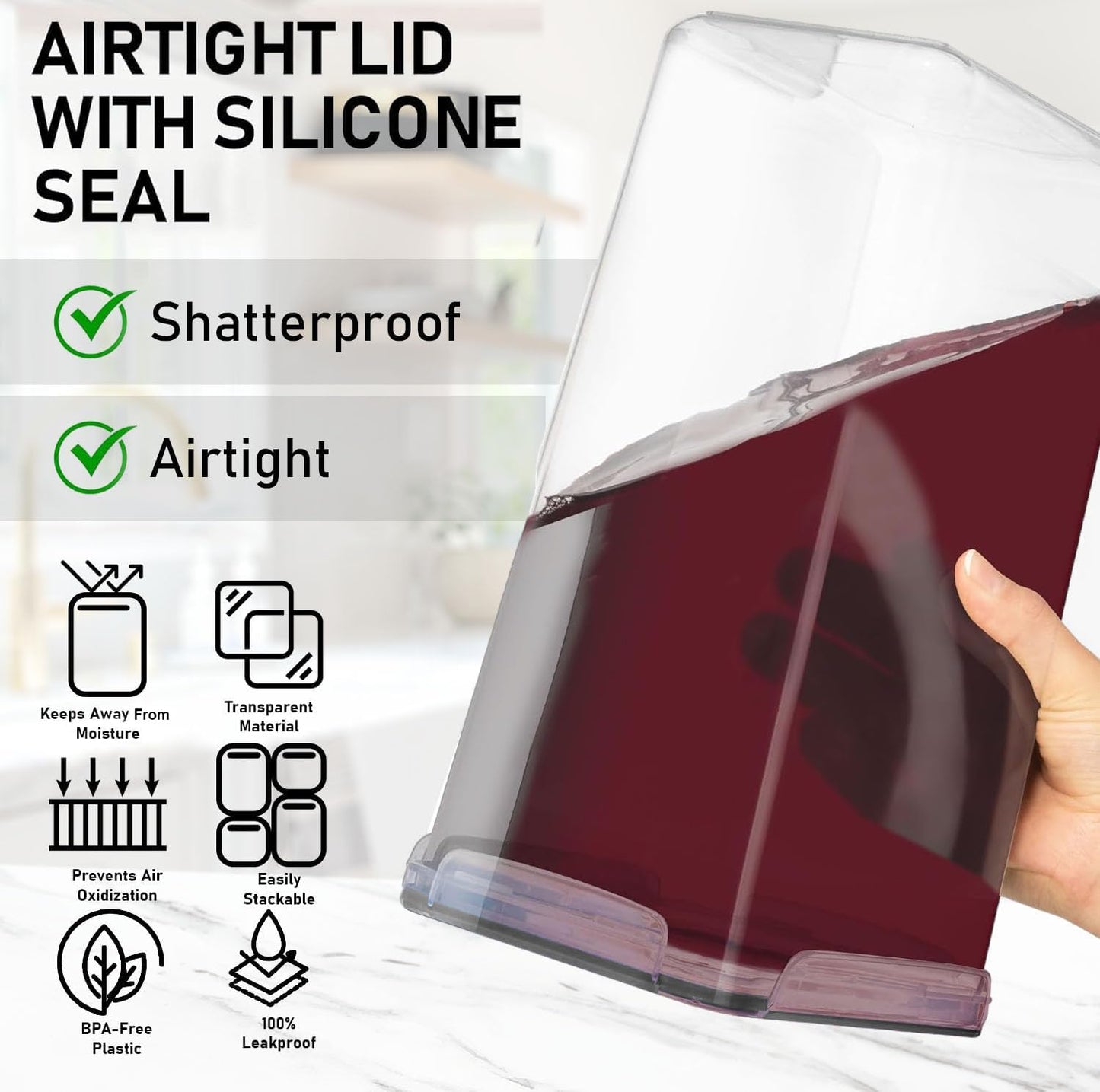 2Pcs, 8.5L/287Oz Extra Large Airtight Food Storage Containers with Lids