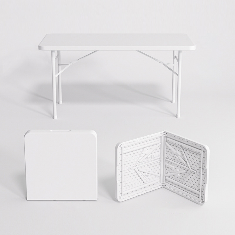 Height Adjustable Folding Table, White