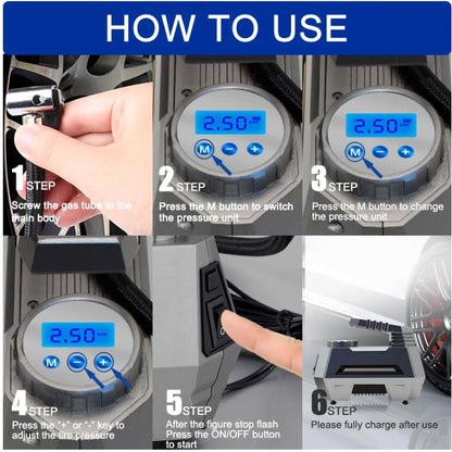 Portable Air Compressor Car Tire Inflator With Digital Pressure Gauge (150 PSI 12V DC)