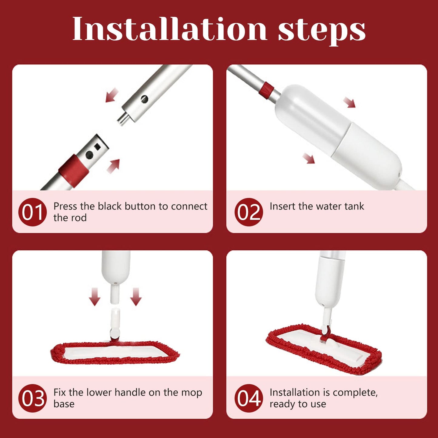 Spray Mop for Floor Cleaning with 3 Washable Pads