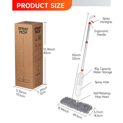 Spray Mop with 3 Reusable Double Side Microfiber Washable Pads