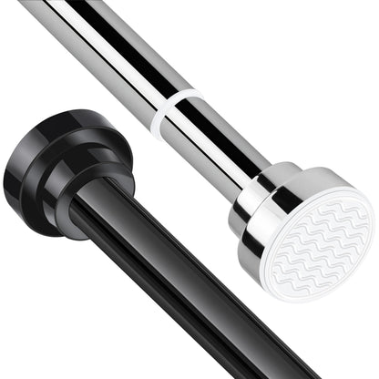 Stainless Steel Extendable Shower Curtain Rod (27-76 inch) No Drilling Installation (2 Color Option: Black/Silver)