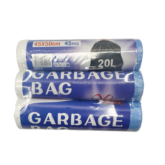 135 Count, 5 Gallon Drawstring Trash Bags,3 Pack, 45 count Each Pack