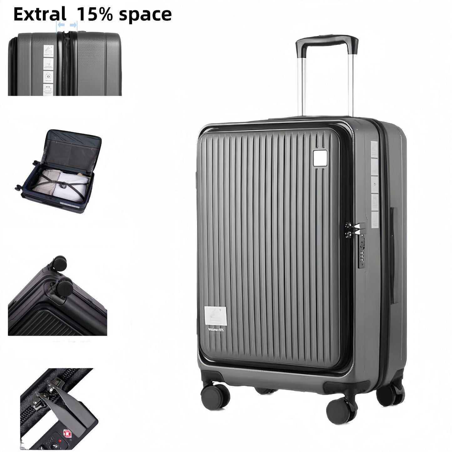 20 / 24 / 28 inch Front Open Lightweight  Luggage ABS Expandable Suitcase with Spinner Wheels and TSA Lock