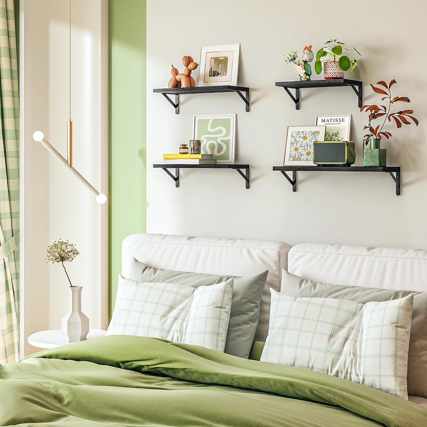 Floating Shelves Wall Mounted Stong Support Rack,set of 4, Assorted Size