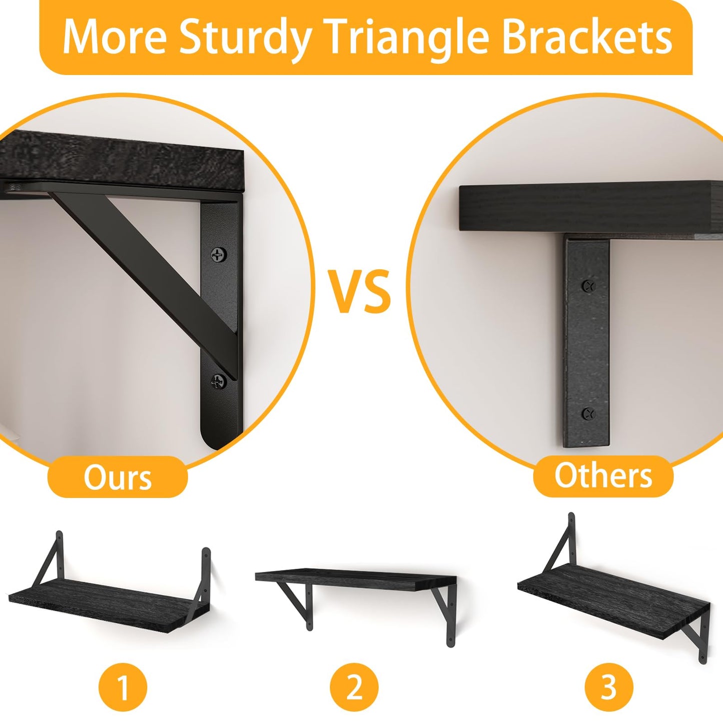 Floating Shelves Wall Mounted Stong Support Rack,set of 4, Assorted Size
