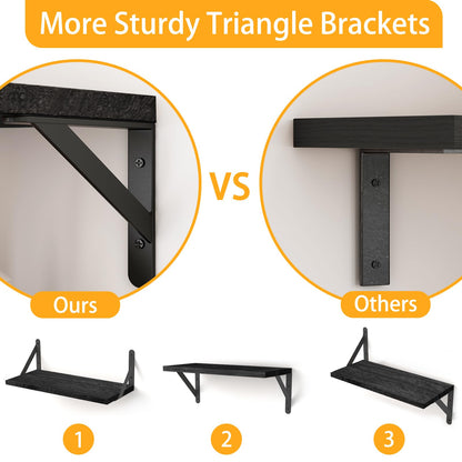Floating Shelves Wall Mounted Stong Support Rack,set of 4, Assorted Size