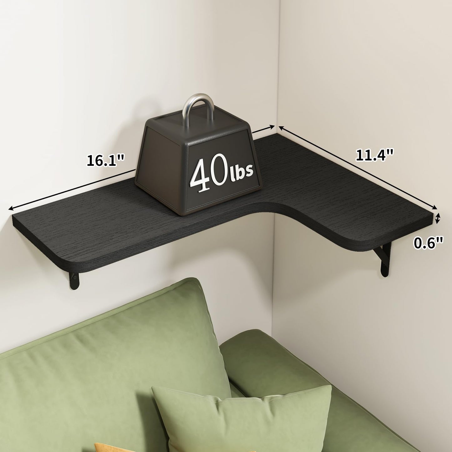 Corner Floating Shelves Wall Mounted Set of 5,Black