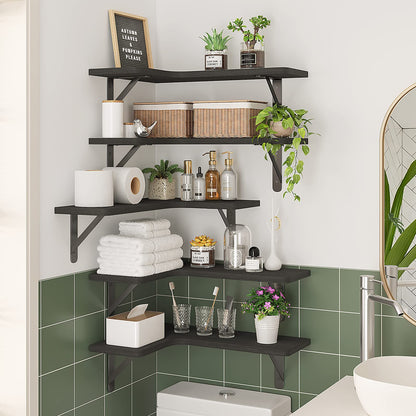 Corner Floating Shelves Wall Mounted Set of 5,Black