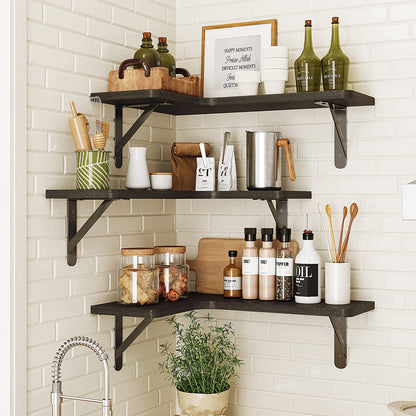 Corner Floating Shelves Wall Mounted Set of 5,Black