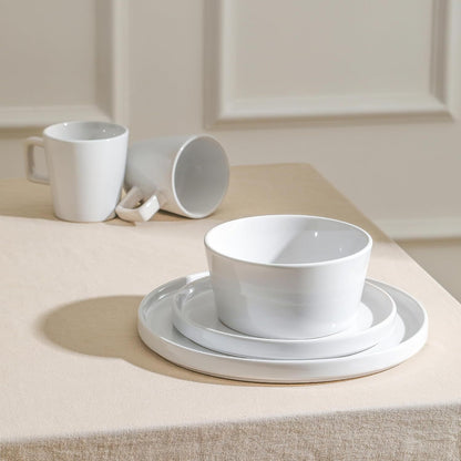 16 Piece/12 Pieces Dinnerware Set, Plates and Bowls, Black Matte Dish, Service for 4