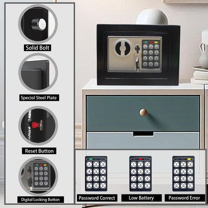Security Safe Box for Money Safe with Keys & Pass Code, Black