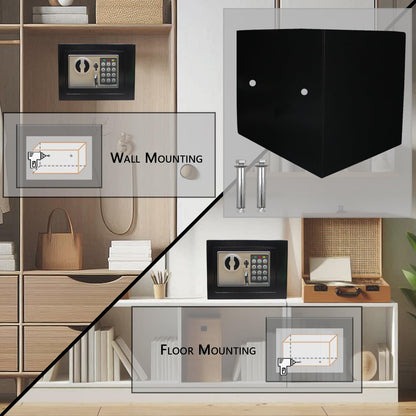 Security Safe Box for Money Safe with Keys & Pass Code, Black