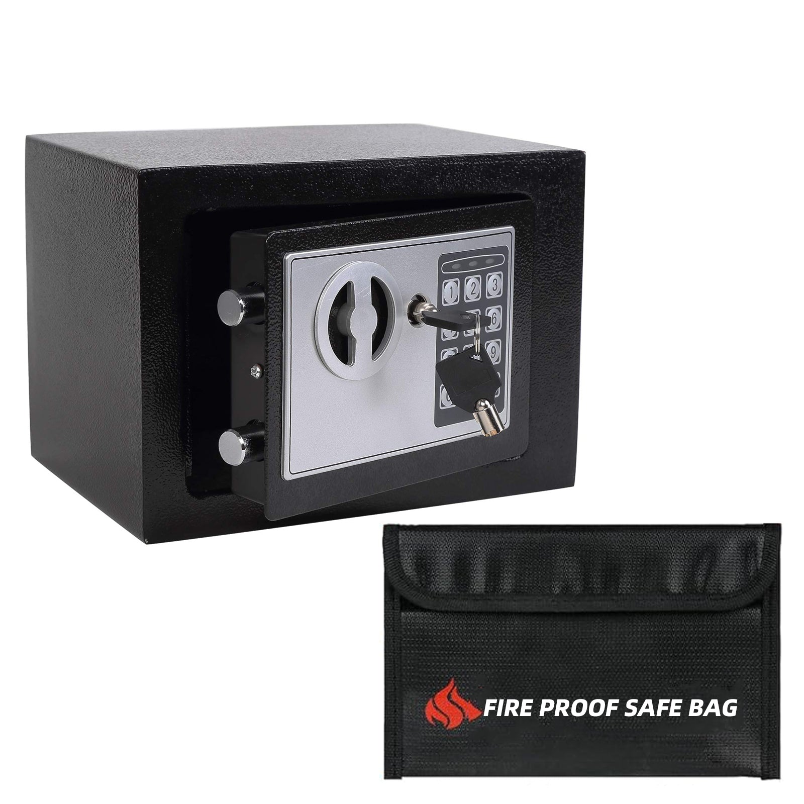 Mini Security Safe Box for Money Safe with Keys & Pass Code, Black ...
