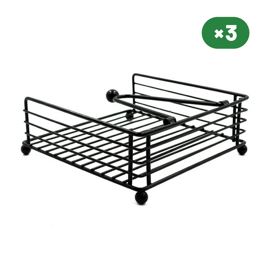 Flat Napkin Holder with Weighted Arm 3 Units, Black