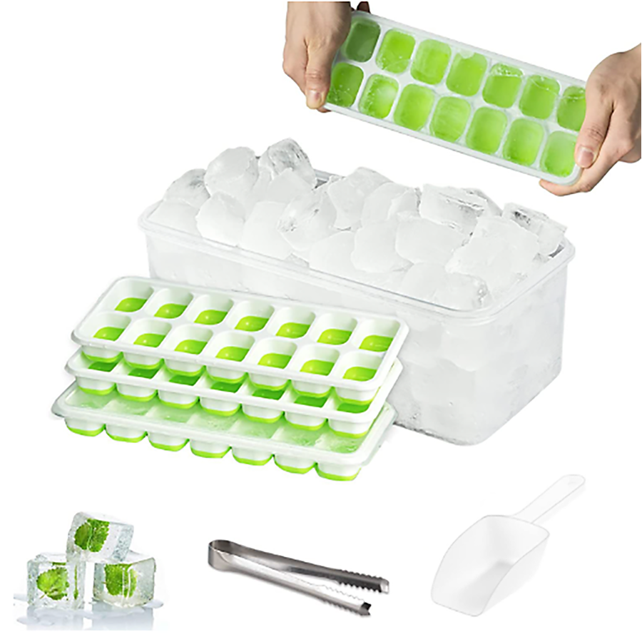 Silicone Plastic Ice Cube Trays, Green