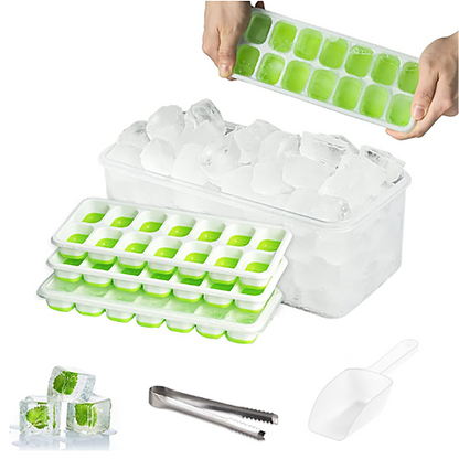 Silicone Plastic Ice Cube Trays, Green