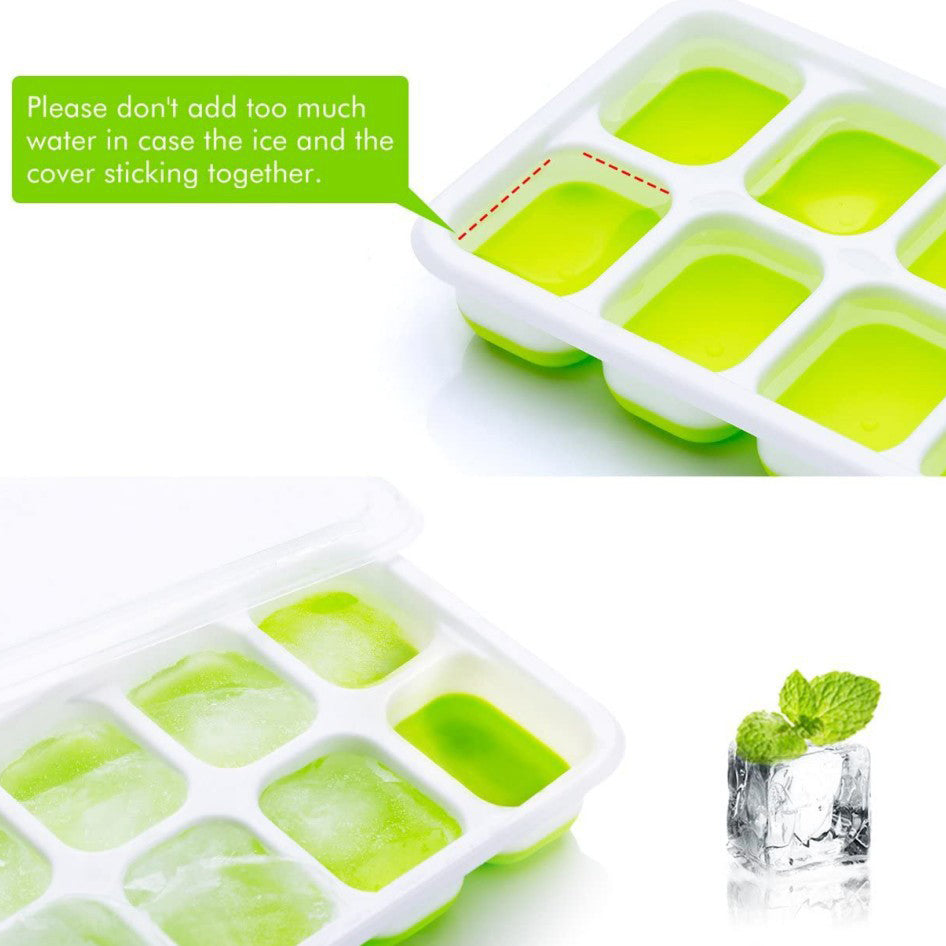 Silicone Plastic Ice Cube Trays, Green