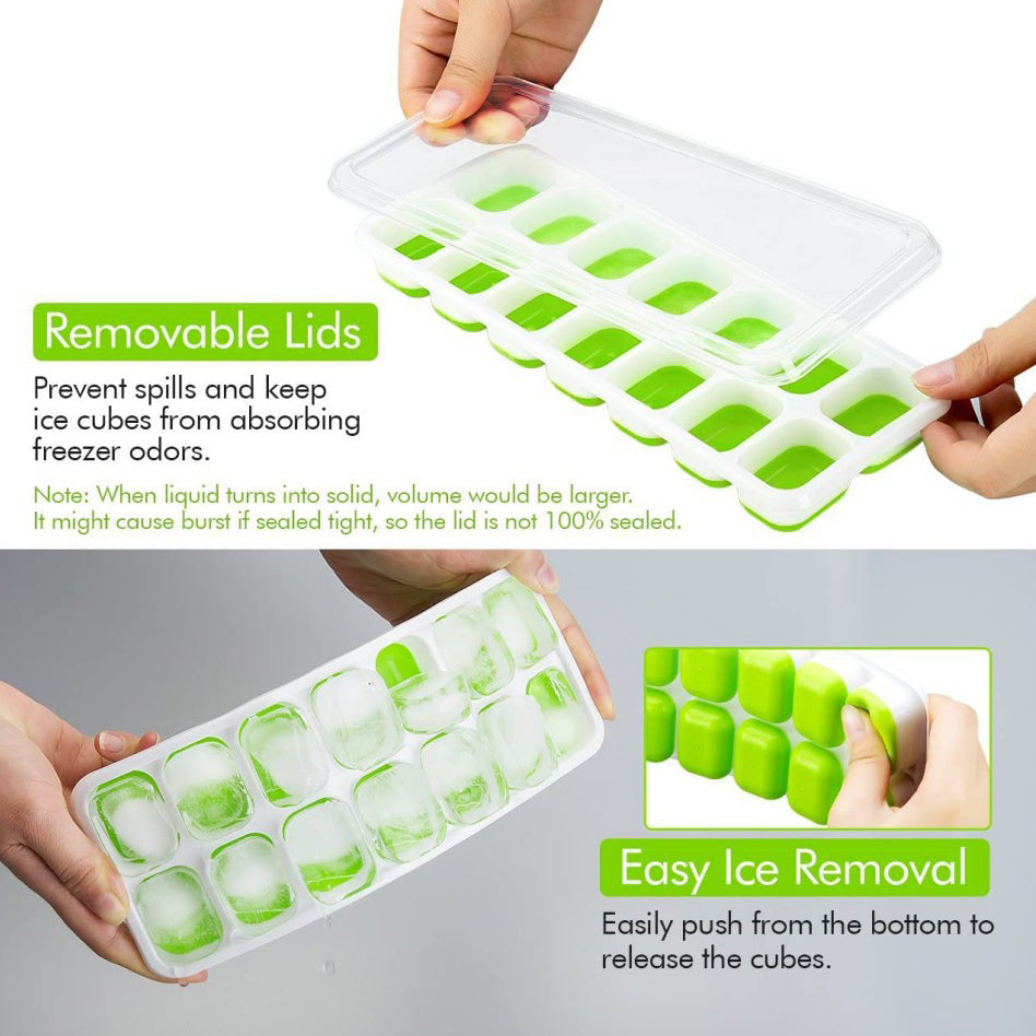 Silicone Plastic Ice Cube Trays, Green