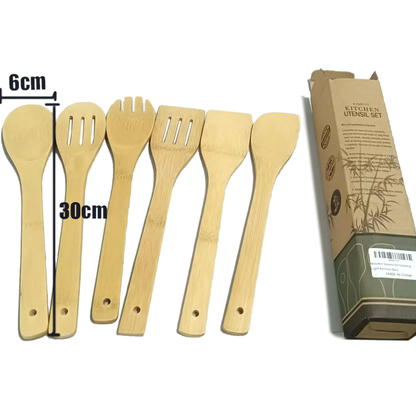 6-Piece Bamboo Wooden Spoons Set