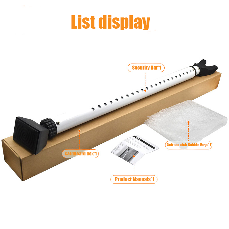 Door Security Bar & Sliding Patio Bar, White