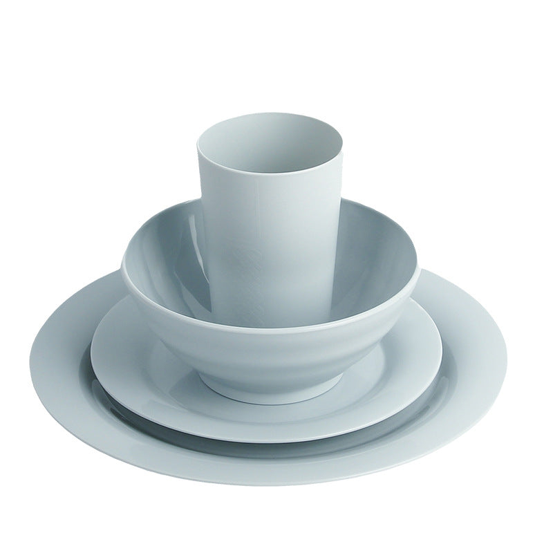 16Piece Plastic Plates and Bowls Sets,Gradient Blue