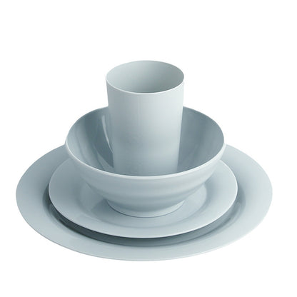 16Piece Plastic Plates and Bowls Sets,Gradient Blue