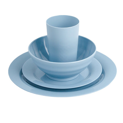 16Piece Plastic Plates and Bowls Sets,Gradient Blue