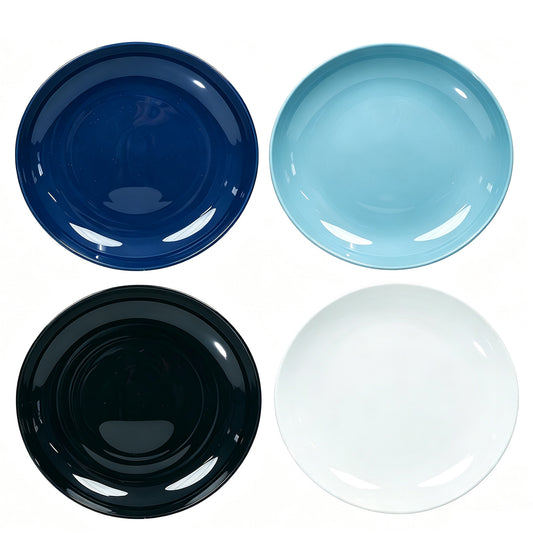 PP Plastic Lightweight Unbreakable Plates Set,4 Pcs, Light Blue, Navy Blue,White,Black
