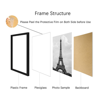 Picture Frame 3 Units 11"x14" / 8"x10" / 5"x7", Black