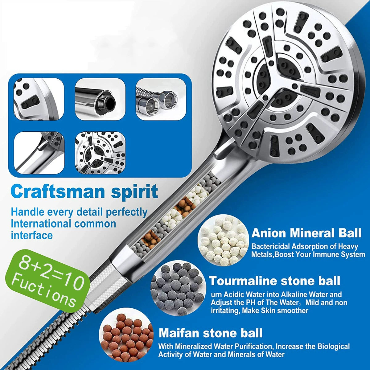 High Pressure 10-mode Handheld Shower Head