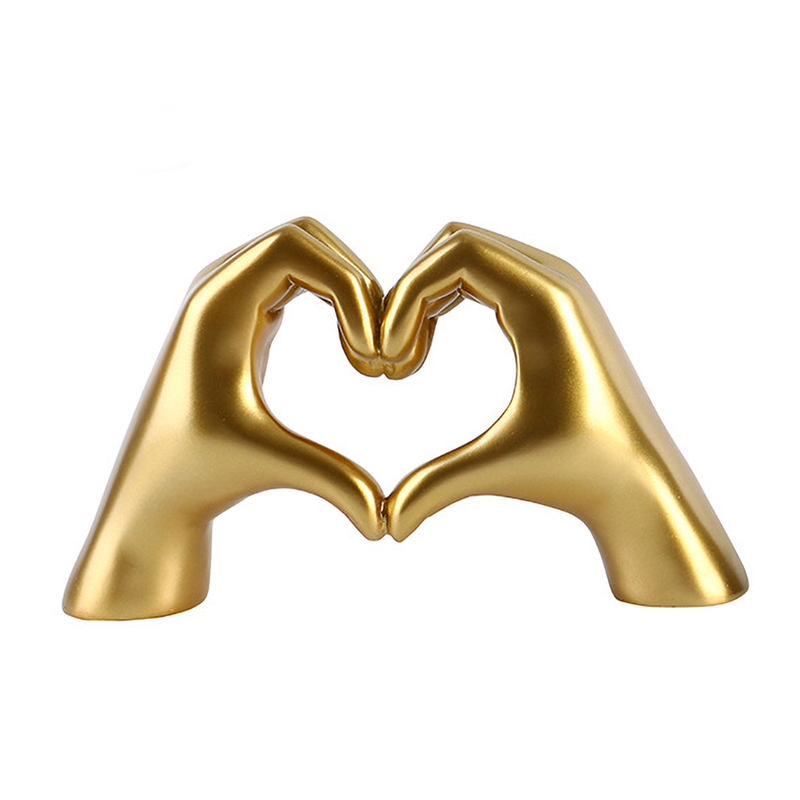 Heart Hands Sculpture, Gold