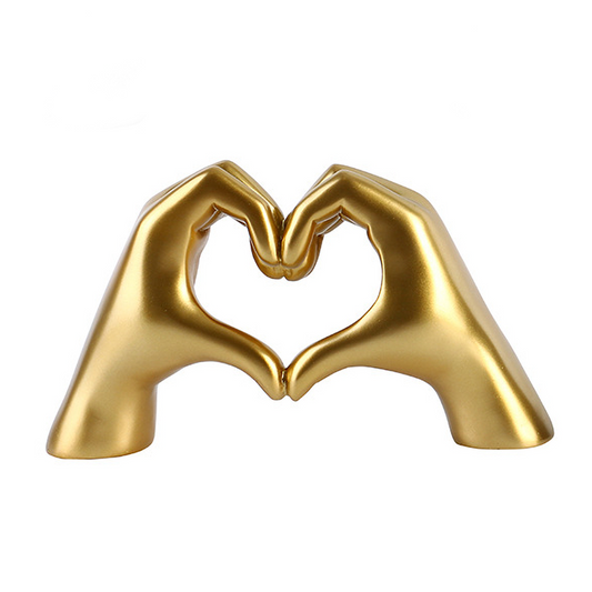 Heart Hands Sculpture, Gold