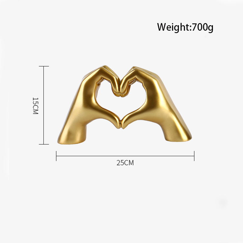 Heart Hands Sculpture, Gold