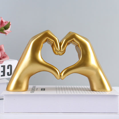 Heart Hands Sculpture, Gold